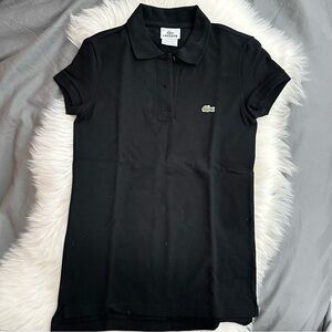 Lacoste Black Women's Slim Polo with Green Crocodile Logo